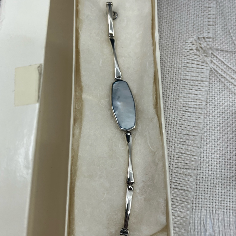 Vintage NF Sterling Silver Mother of Pearl Bracelet – 7", 17.7g, Thailand, 1990s - Picture 15 of 17